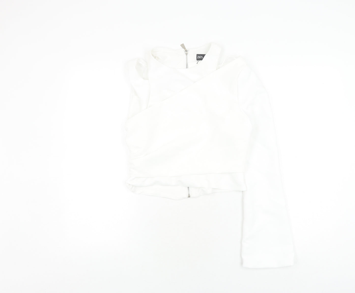 Zara Women's White Cropped Off-Shoulder Top, Size 12