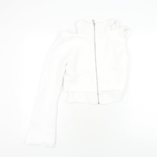 Zara Women's White Cropped Off-Shoulder Top, Size 12