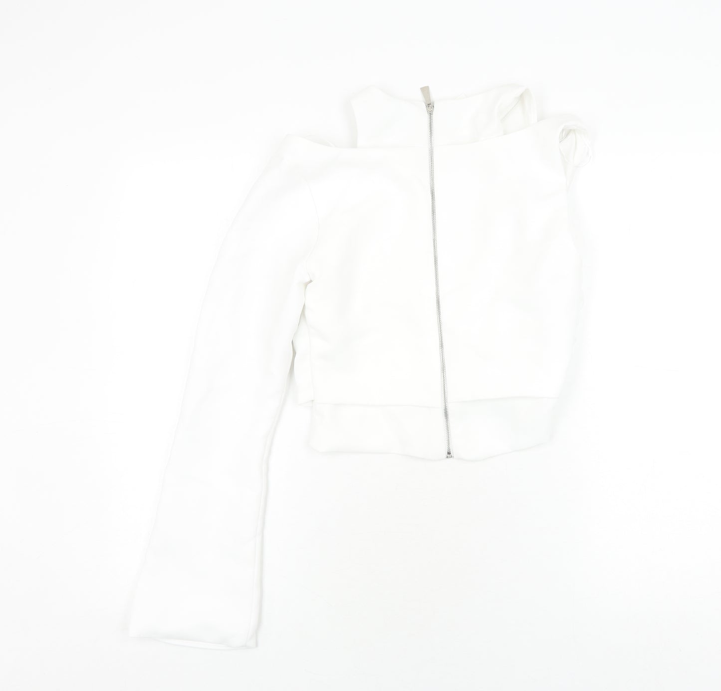 Zara Women's White Cropped Off-Shoulder Top, Size 12