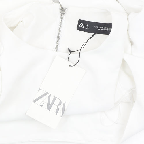 Zara Women's White Cropped Off-Shoulder Top, Size 12