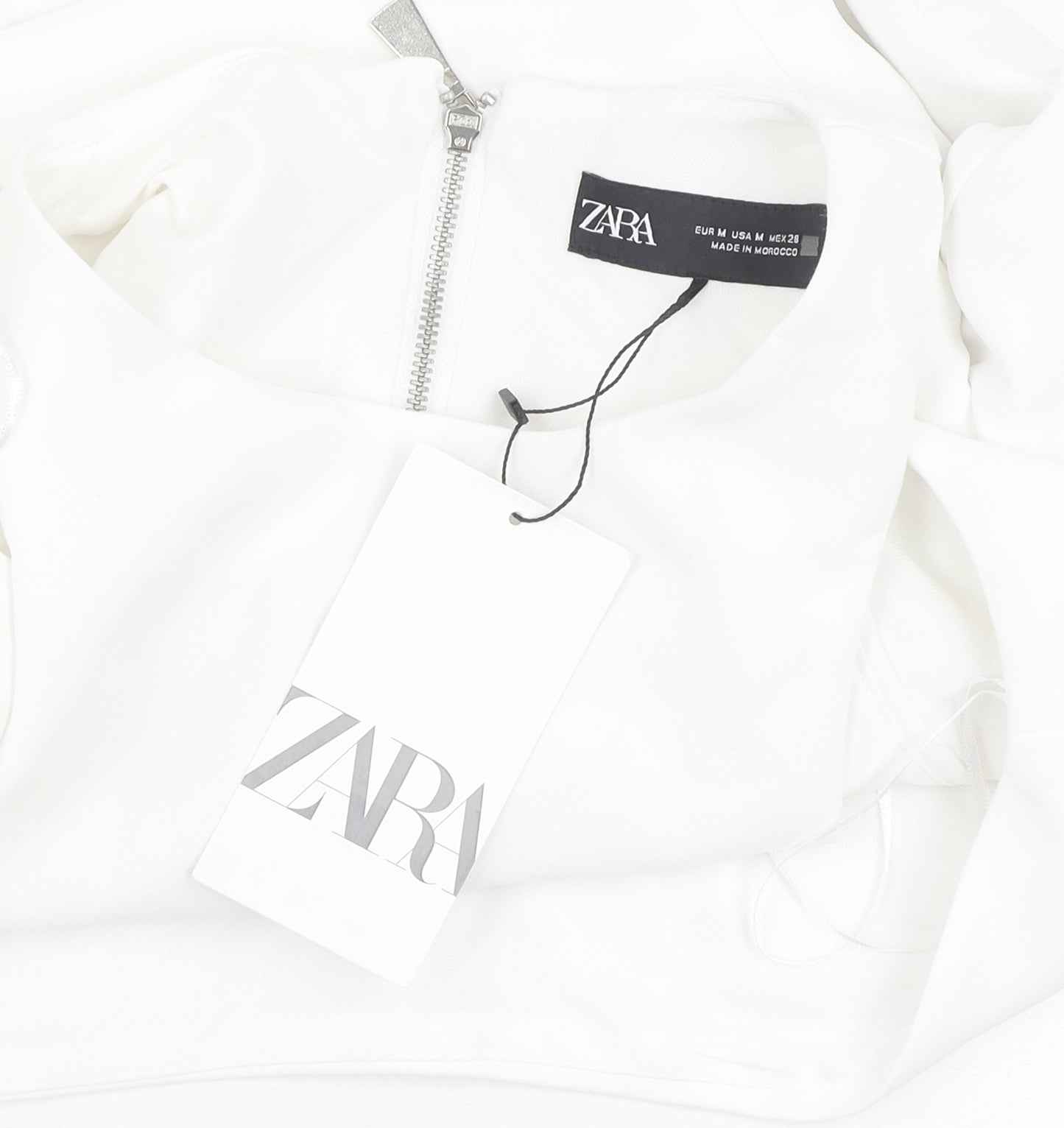 Zara Women's White Cropped Off-Shoulder Top, Size 12