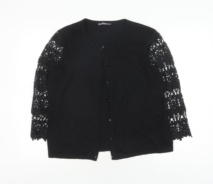 Laura Ashley Women's Black Cardigan, Size 16