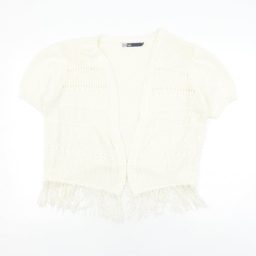 Isle Women's Ivory Open-Knit Cardigan Fringe L