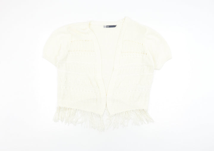Isle Women's Ivory Open-Knit Cardigan Fringe L