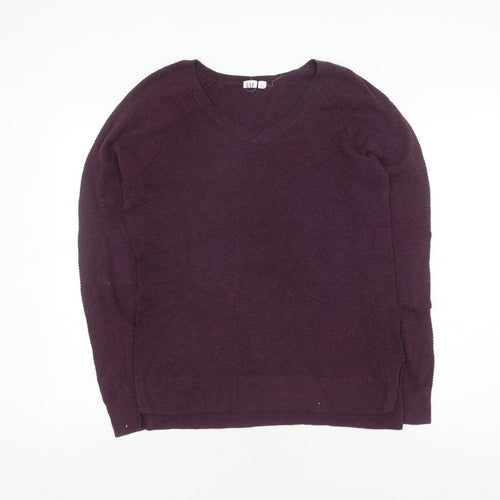 GAP Men's Purple V-Neck Pullover Jumper M