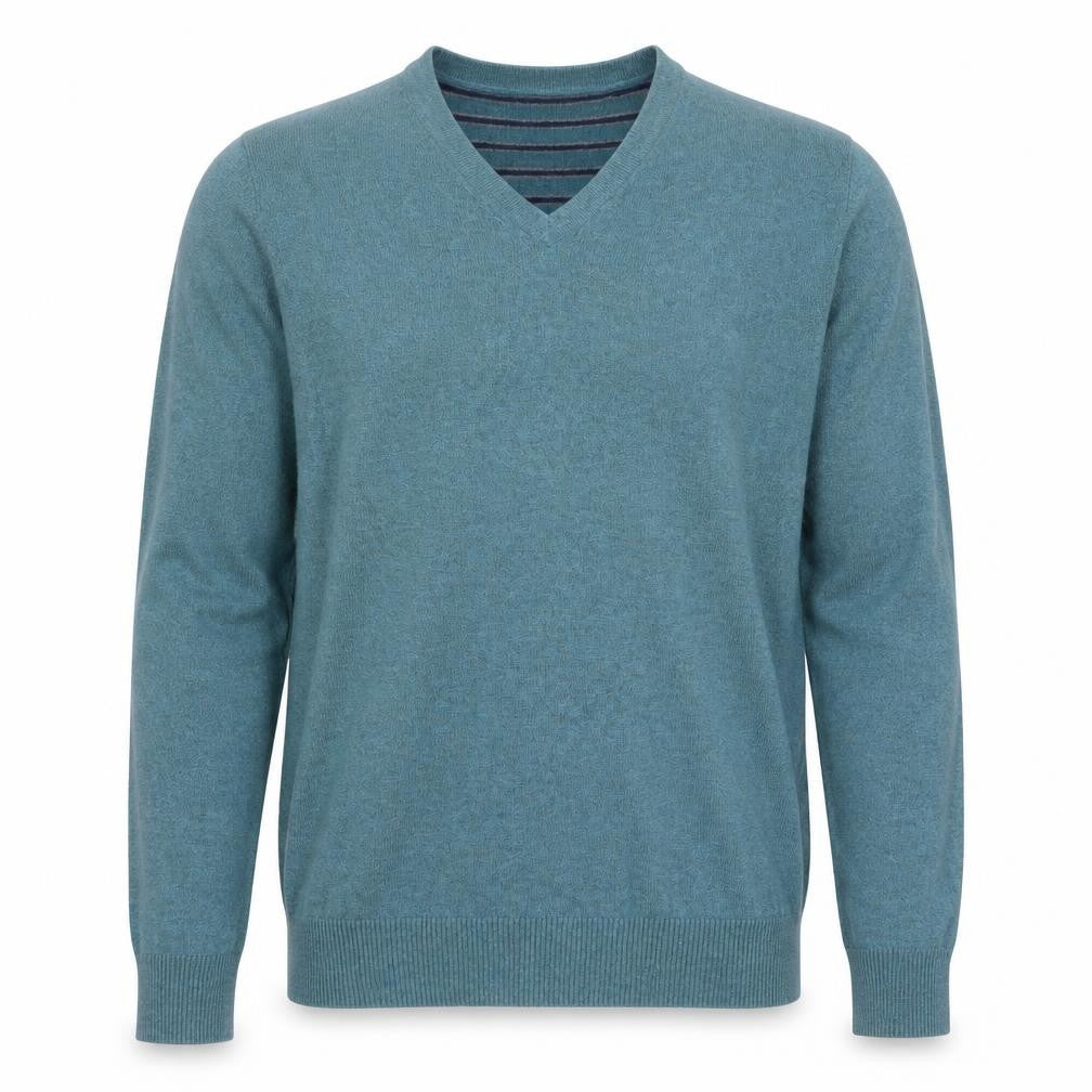 Front view of John Lewis Men's S Blue Pullover V-Neck Jumper