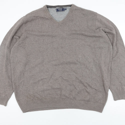 Maine New England Men's Grey V-Neck Wool Pullover 2XL