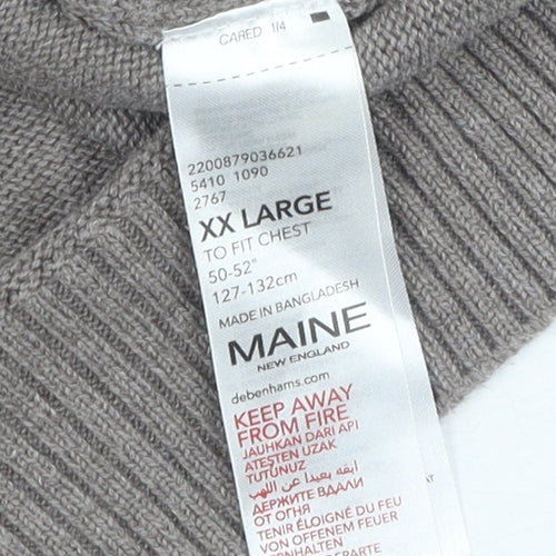 Maine New England Men's Grey V-Neck Wool Pullover 2XL