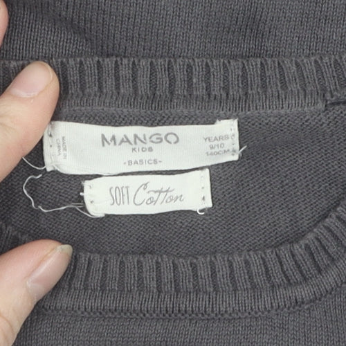 Mango Girls Grey Star Pullover Jumper, Size 9-10 Years