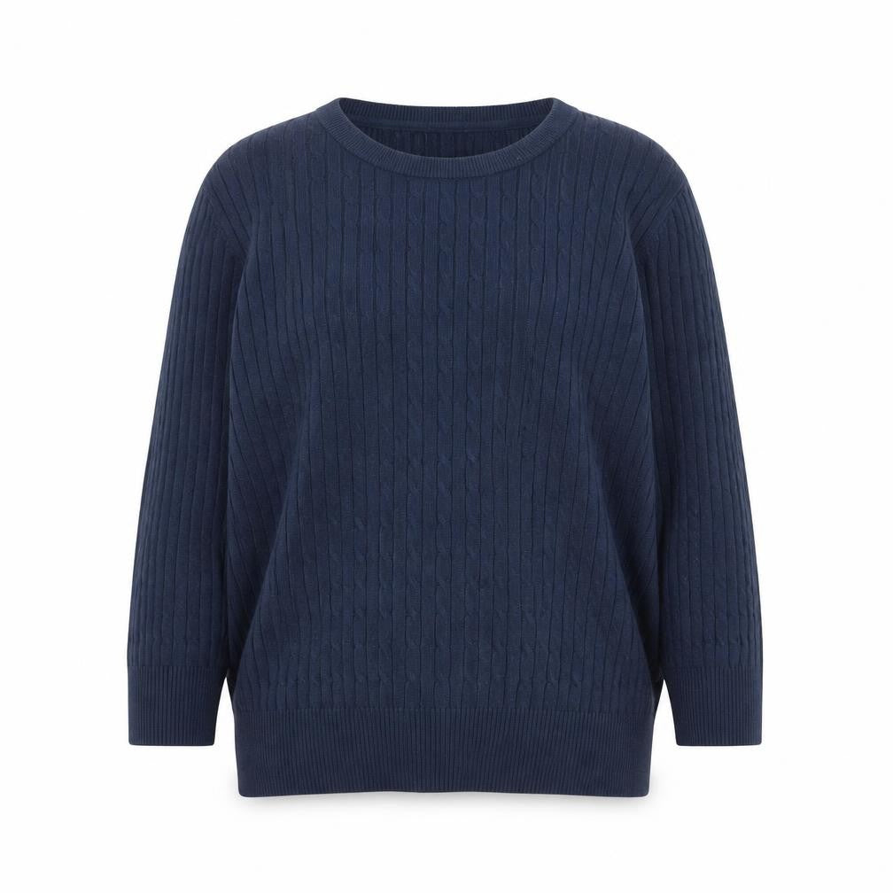 Front view of Jones New York Women's Blue Cotton jumper, size L