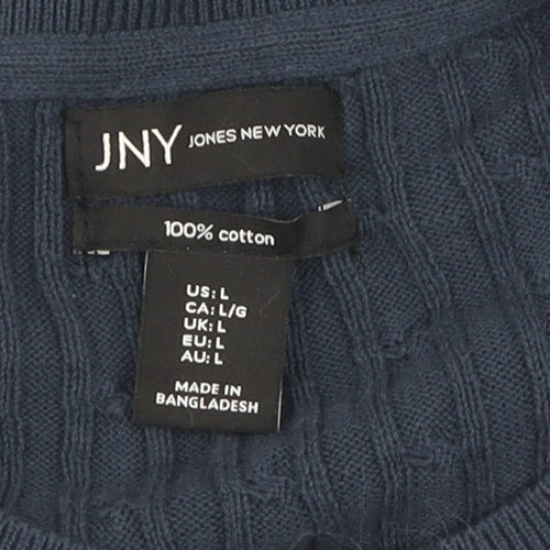 Jones New York Women's Blue Cotton Pullover Jumper Size L