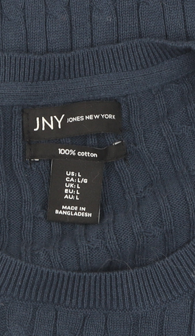 Jones New York Women's Blue Cotton Pullover Jumper Size L