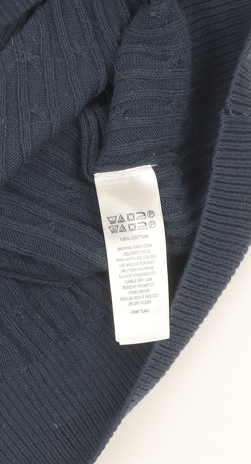 Jones New York Women's Blue Cotton Pullover Jumper Size L