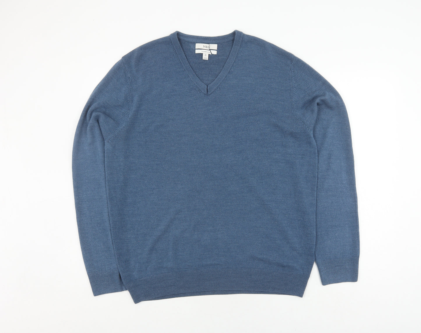Marks and Spencer Men's Blue XL V-Neck Pullover Jumper