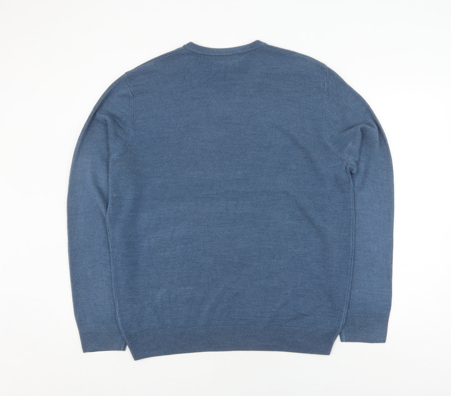 Marks and Spencer Men's Blue XL V-Neck Pullover Jumper