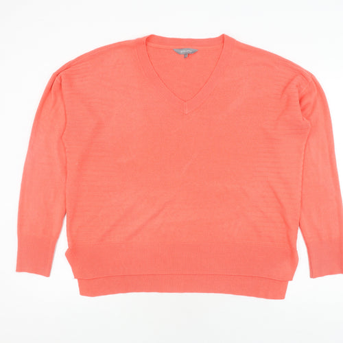 Principles Women's Orange V-Neck Pullover Jumper Size 16