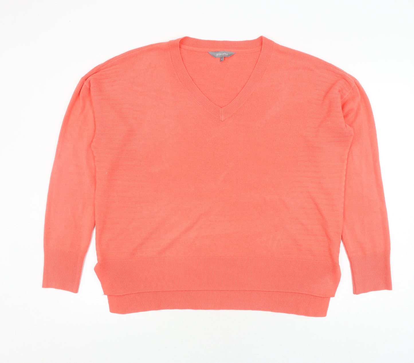 Principles Women's Orange V-Neck Pullover Jumper Size 16
