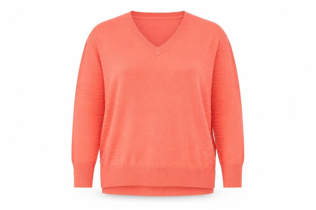 Front view of Principles Women's Orange V-Neck jumper, size 16