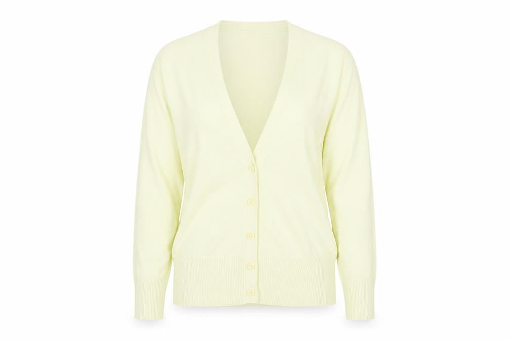 Front view of Oasis Women's Ivory V-Neck Cardigan, size 14