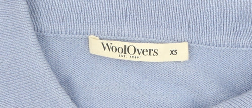 WoolOvers Women's Blue Henley Collared XS Jumper