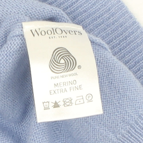 WoolOvers Women's Blue Henley Collared XS Jumper