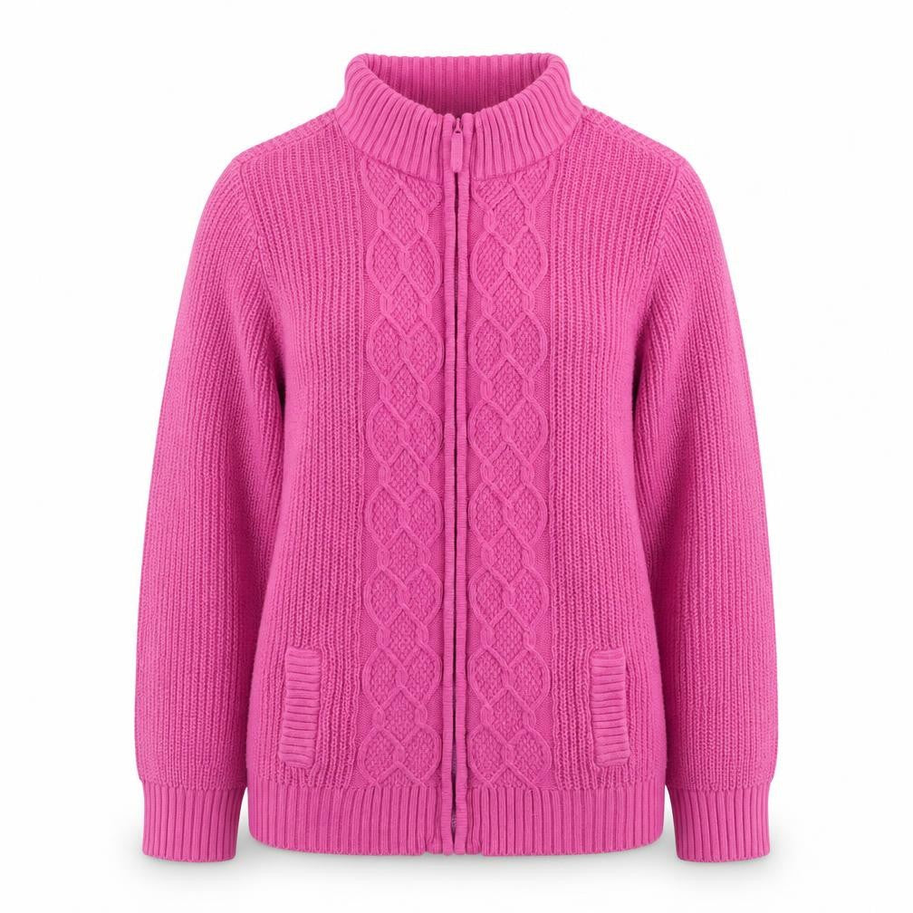 Front view of ISLE Women's Pink XL Full Zip Jumper
