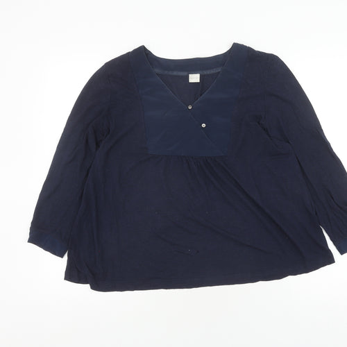 Poetry Women’s Blue V-Neck 3/4 Sleeve Top Size 14