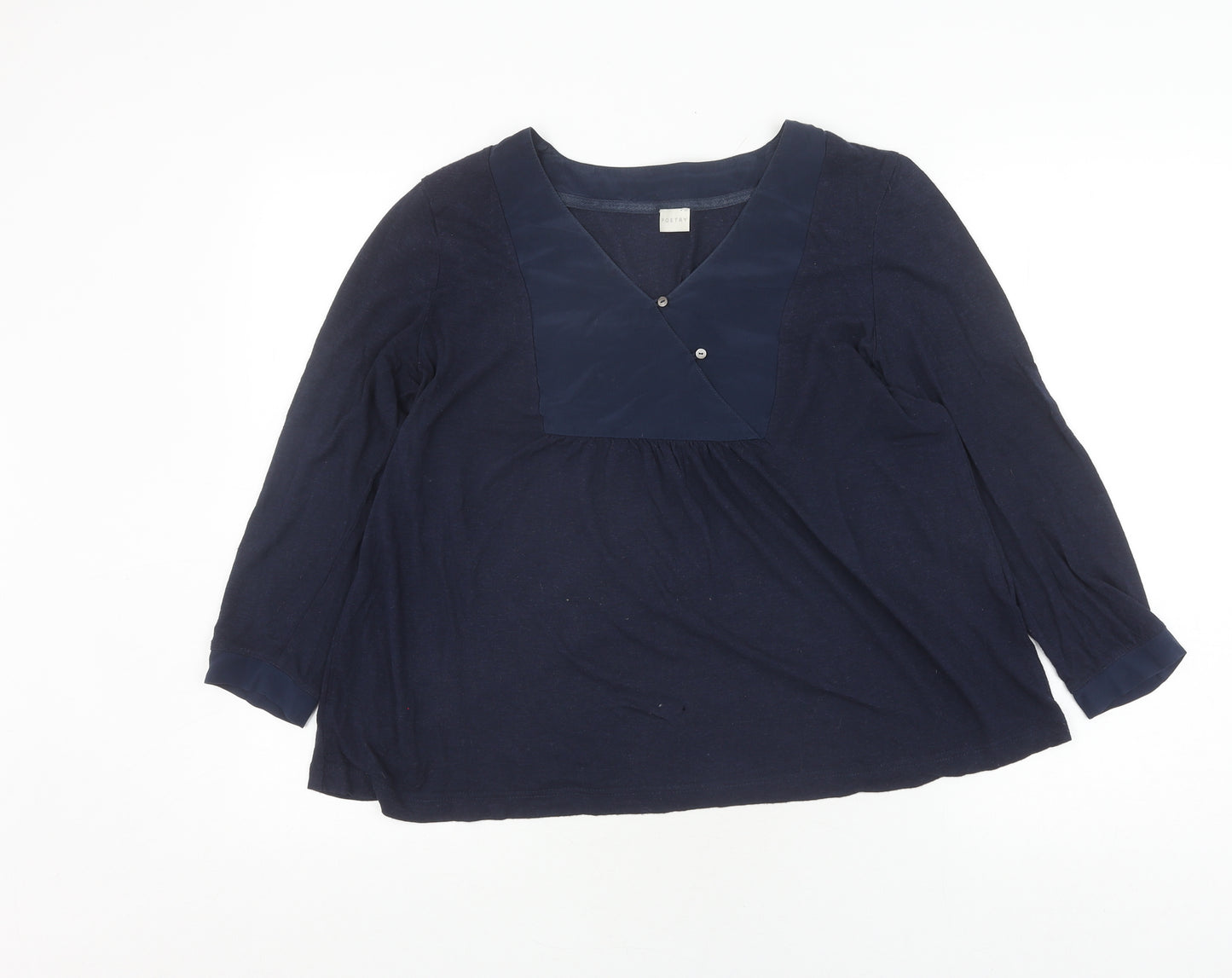 Poetry Women’s Blue V-Neck 3/4 Sleeve Top Size 14