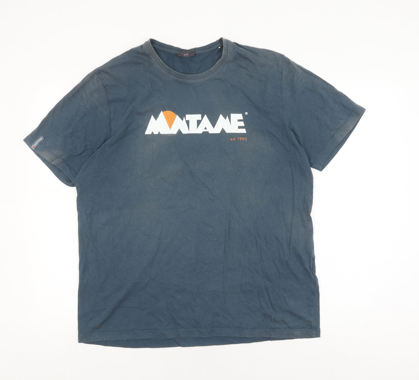Montane Men's Blue Cotton Crew Neck T-Shirt L