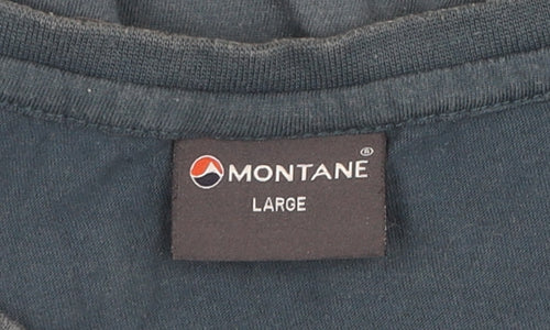 Montane Men's Blue Cotton Crew Neck T-Shirt L