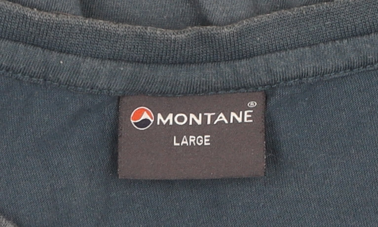 Montane Men's Blue Cotton Crew Neck T-Shirt L