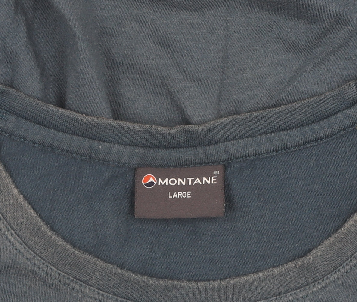 Montane Men's Blue Cotton Crew Neck T-Shirt L