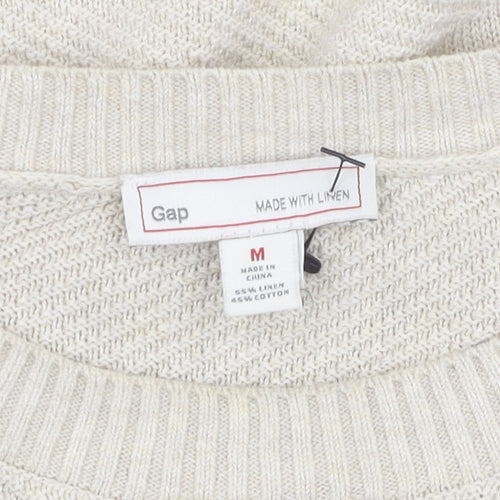 Gap Beige Linen Blend Unisex Jumper, Medium