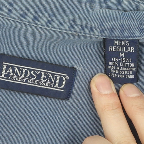Land's End Unisex Blue Button-Up M Shirt