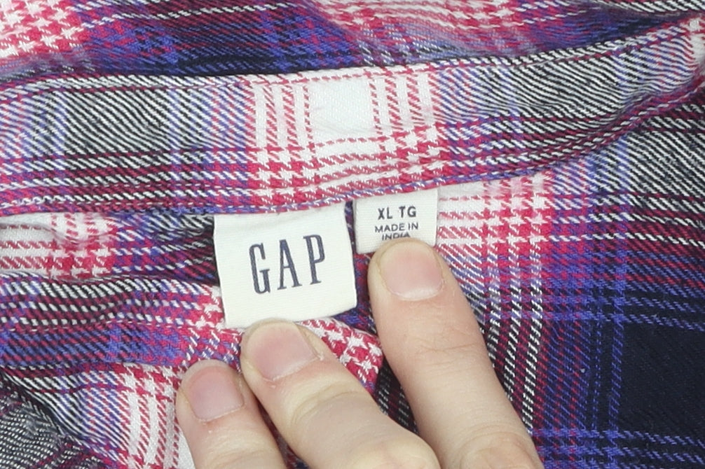 Gap Women's Multicoloured XL Plaid Button-Up Shirt