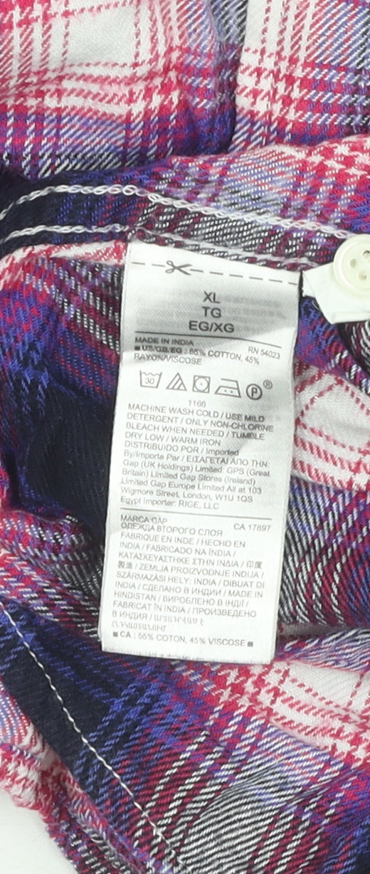 Gap Women's Multicoloured XL Plaid Button-Up Shirt