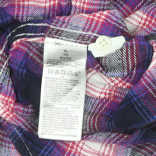 Gap Women's Multicoloured XL Plaid Button-Up Shirt