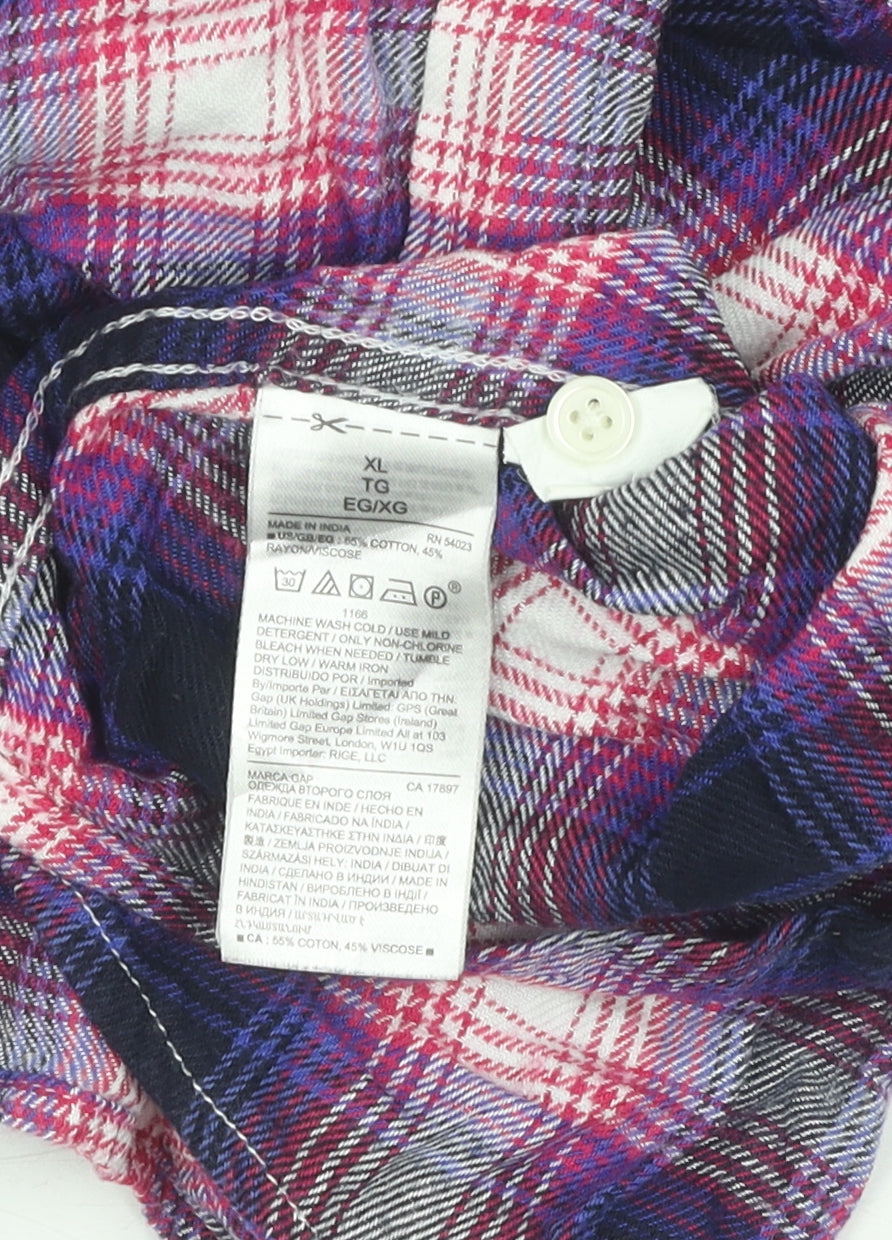 Gap Women's Multicoloured XL Plaid Button-Up Shirt