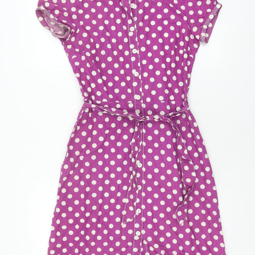 Boden Women's Purple Polka Dot Shirt Dress Size 8
