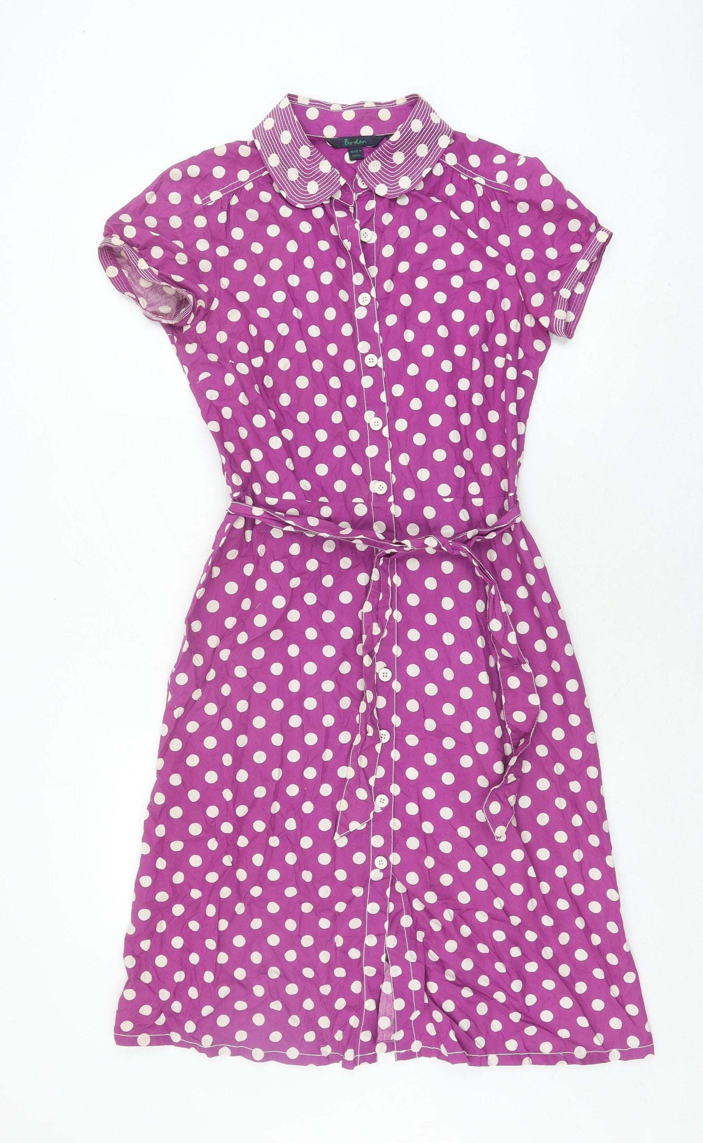 Boden Women's Purple Polka Dot Shirt Dress Size 8