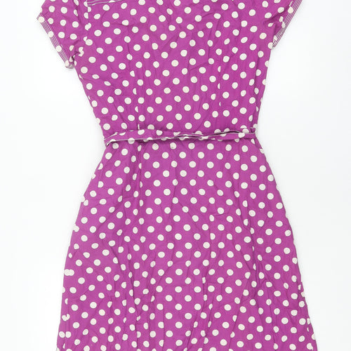 Boden Women's Purple Polka Dot Shirt Dress Size 8
