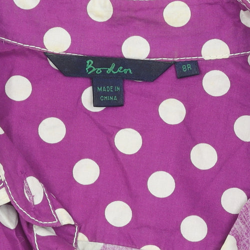Boden Women's Purple Polka Dot Shirt Dress Size 8
