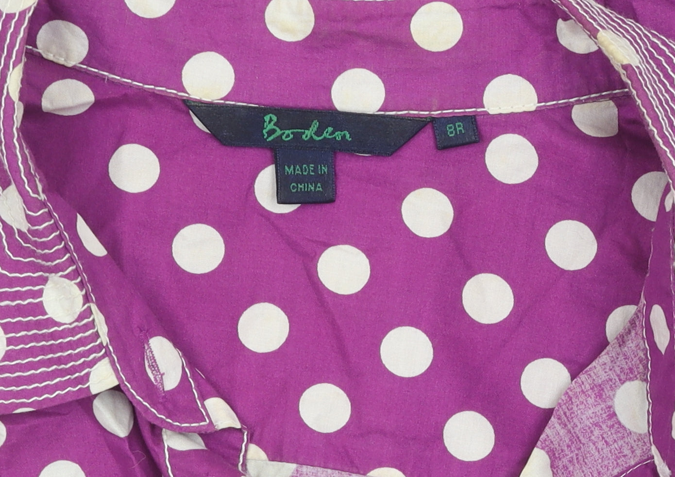 Boden Women's Purple Polka Dot Shirt Dress Size 8