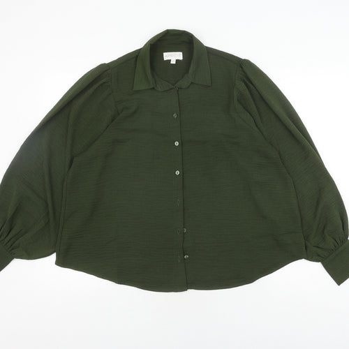 Apricot Women's Green Button-Up Balloon Sleeve Shirt