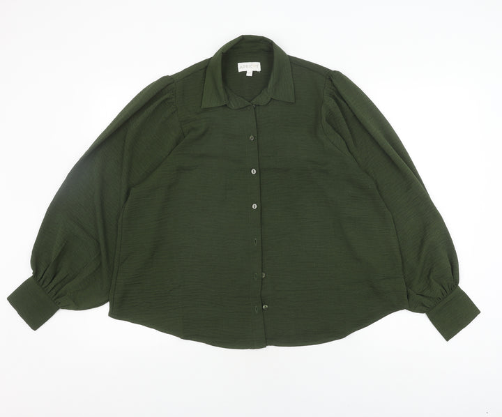 Apricot Women's Green Button-Up Balloon Sleeve Shirt