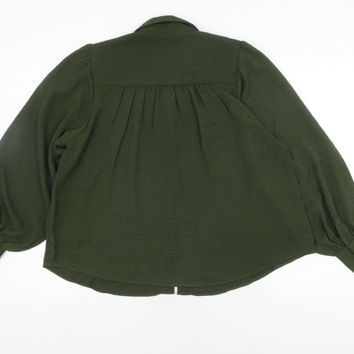 Apricot Women's Green Button-Up Balloon Sleeve Shirt