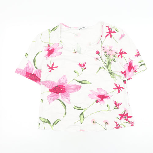Gerry Weber Women's Floral White Tee Size 12 Jersey Style