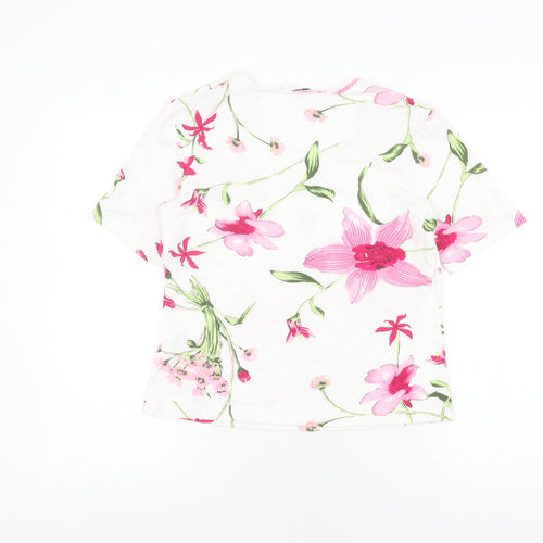 Gerry Weber Women's Floral White Tee Size 12 Jersey Style