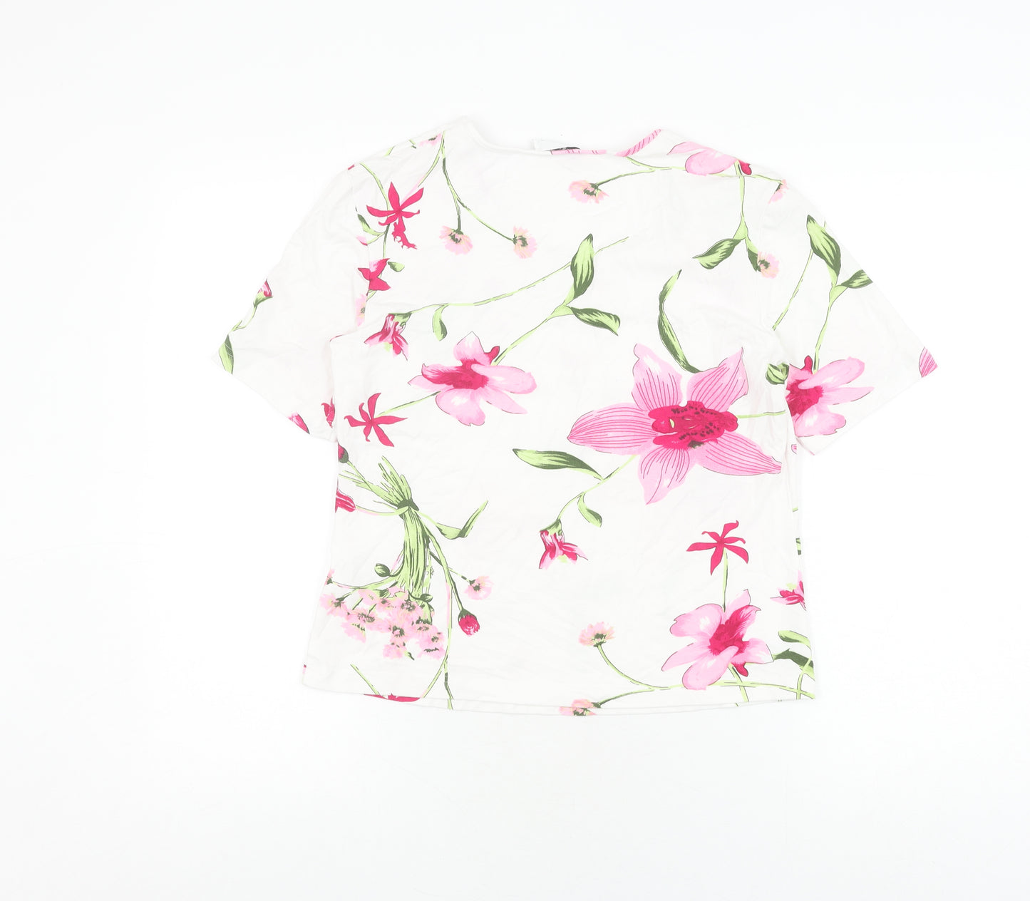 Gerry Weber Women's Floral White Tee Size 12 Jersey Style