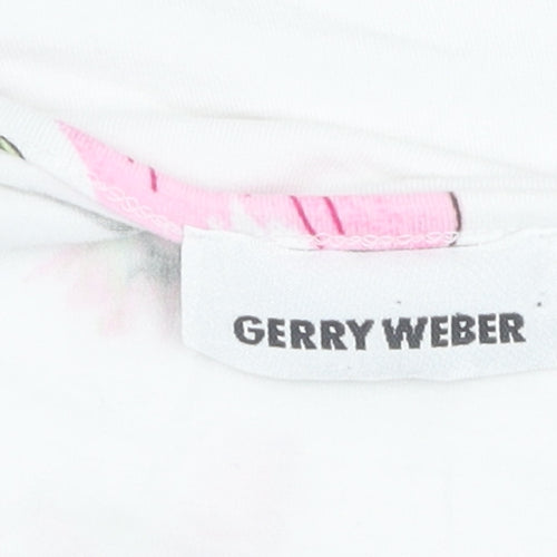 Gerry Weber Women's Floral White Tee Size 12 Jersey Style